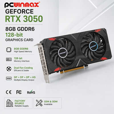 PCWINMAX Gaming GeForce RTX 3050 8 GB GDDR6 128-Bit HD/DP PCIe 4 Podwójne wentylatory Karta graficzna do gier komputerowych