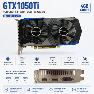 PCWINMAX GTX 1050 Ti 4GB 128Bit Graficzna Karta GDDR5 GPU o niskiej mocy z wyjściem HD DP DVI